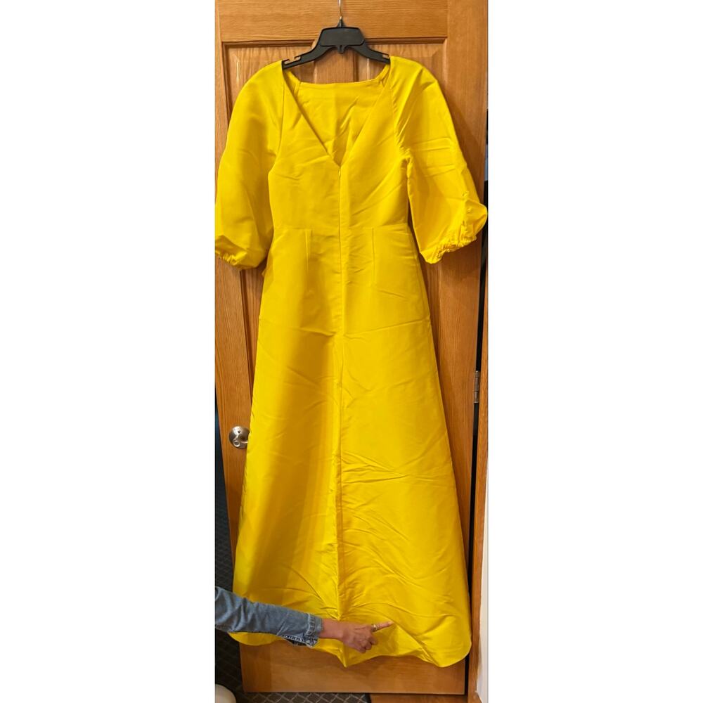 CAROLINA HERRERA Draped Silk Maxi Dress in yellow **see pics for details** - Picture 7 of 12